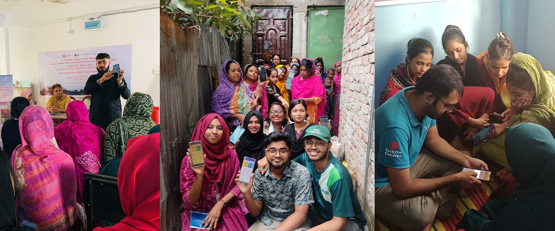 Through their projects, fellows worked with local communities in Dhaka and Chattogram to strengthen climate resilience across a range of thematic areas. | Photo: Healthy Homes, Safer Futures, TapoSurakkha (তাপসুরক্ষা), and WeatherWise: মেঘবন্ধু (MeghBondhu)