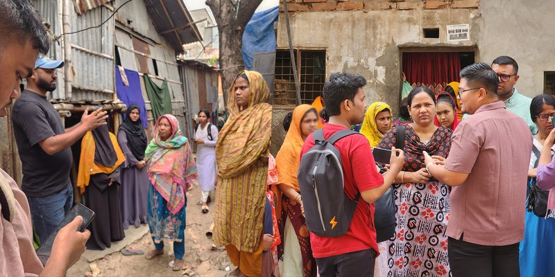 Field visit and data collection at Duaripara, Mirpur (March 2024) | Photo: Honey Fombuena / Open Mapping Hub - Asia Pacific