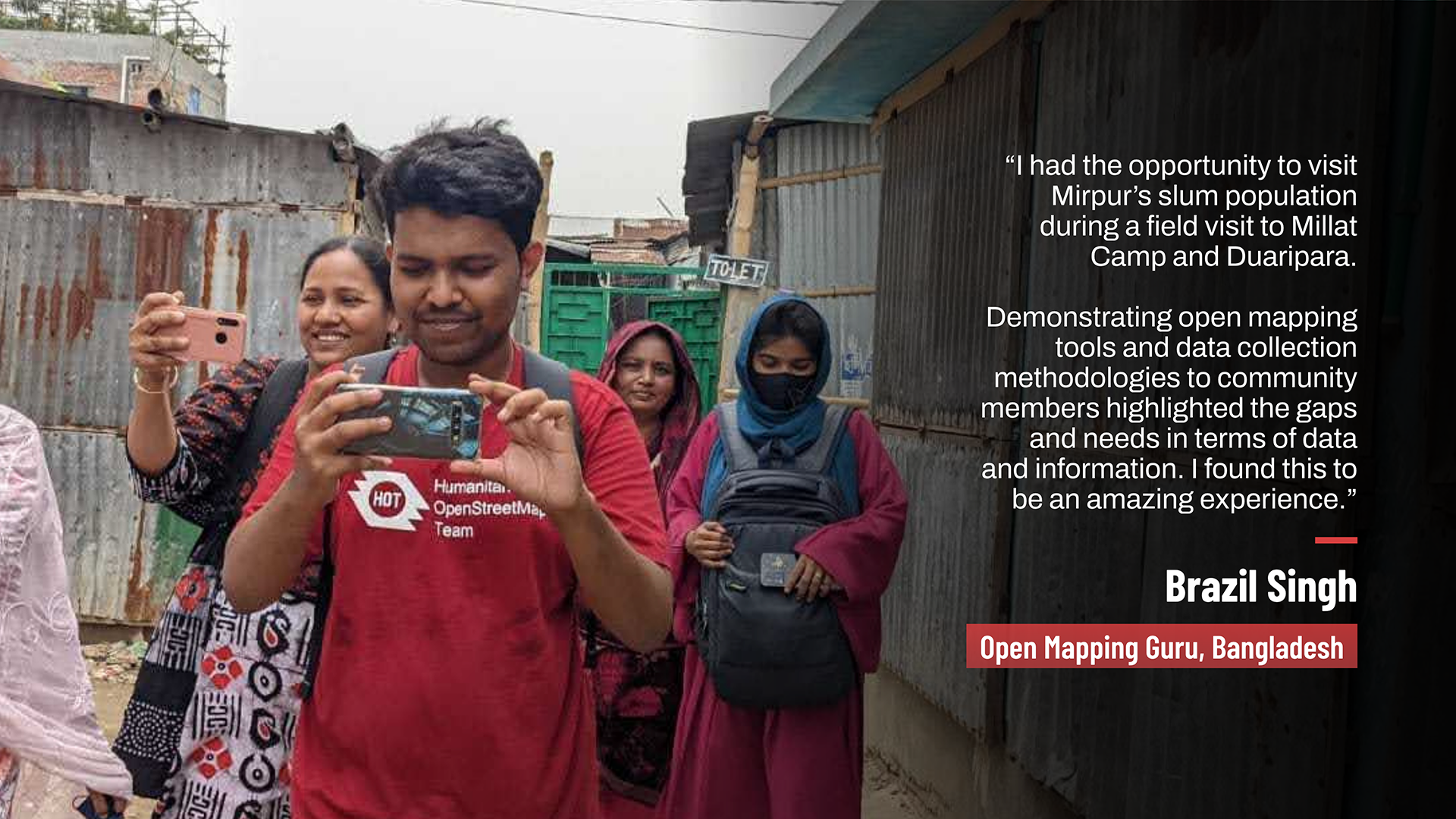 Members of World Vision Bangladesh, led by our Open Mapping Guru Brazil Singh, eagerly collected street-level images using Mapillary during a field visit to Mirpur. | Photo: World Vision Bangladesh volunteer team