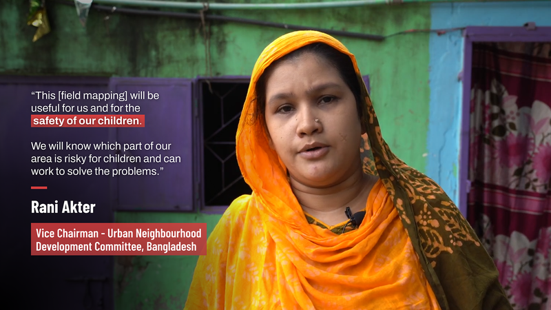Rani Akter, Mirpur community member, shares her thoughts on the Dhaka Thrive project. | Photo: Dhaka Thrive video team