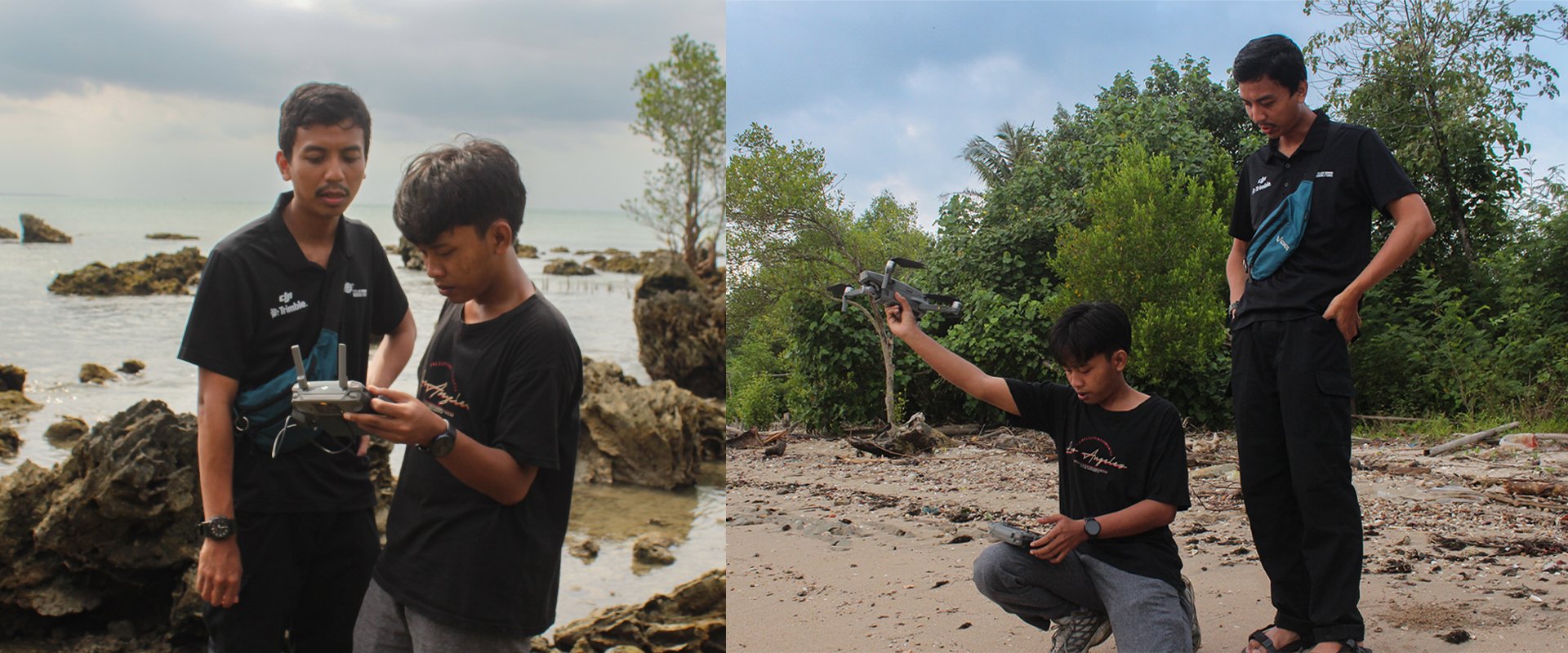 Using drone, the team captured the full extent of the mangrove conservation areas across all sites. | Photo: Tony Liong / Open Mapping Hub - Asia-Pacific