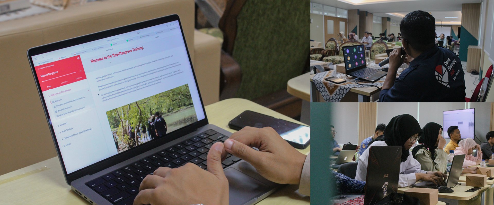 The training of trainers (September 2025) covered all mapping tools used in the Map4Mangrove project, allowing participants to apply them across the entire mapping workflow – from field and remote mapping all the way to data visualization. | Photo: Tony Liong / Open Mapping Hub - Asia-Pacific